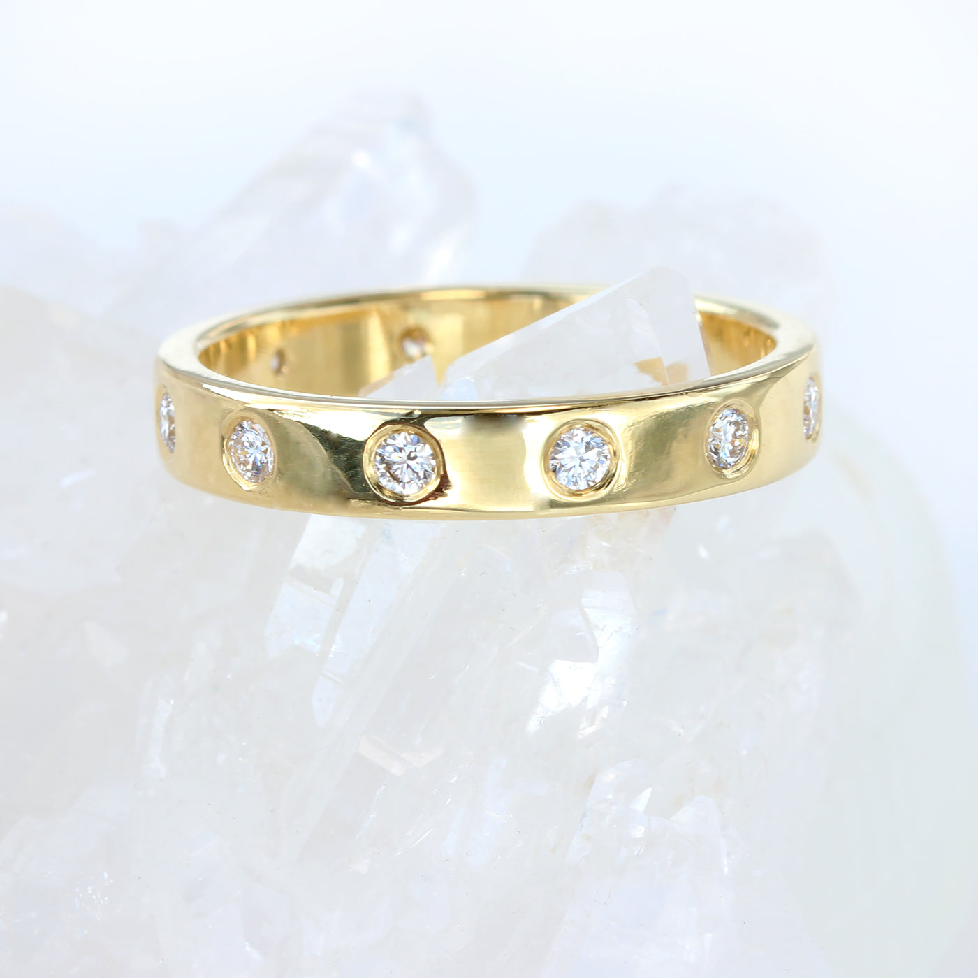 18ct Gold 3.5mm Flat Polished Diamond Wedding Ring