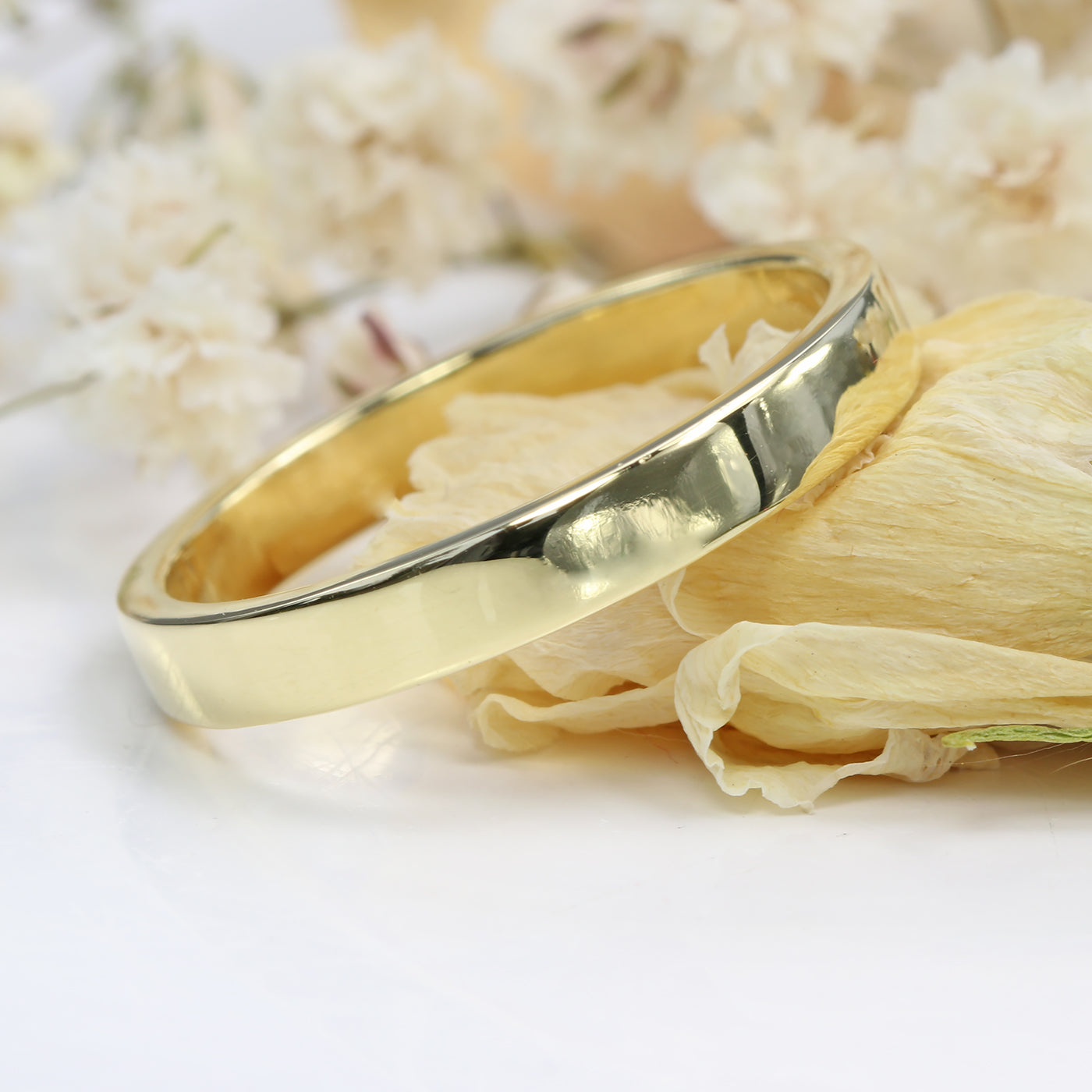 3mm 18ct Gold Flat Wedding Ring