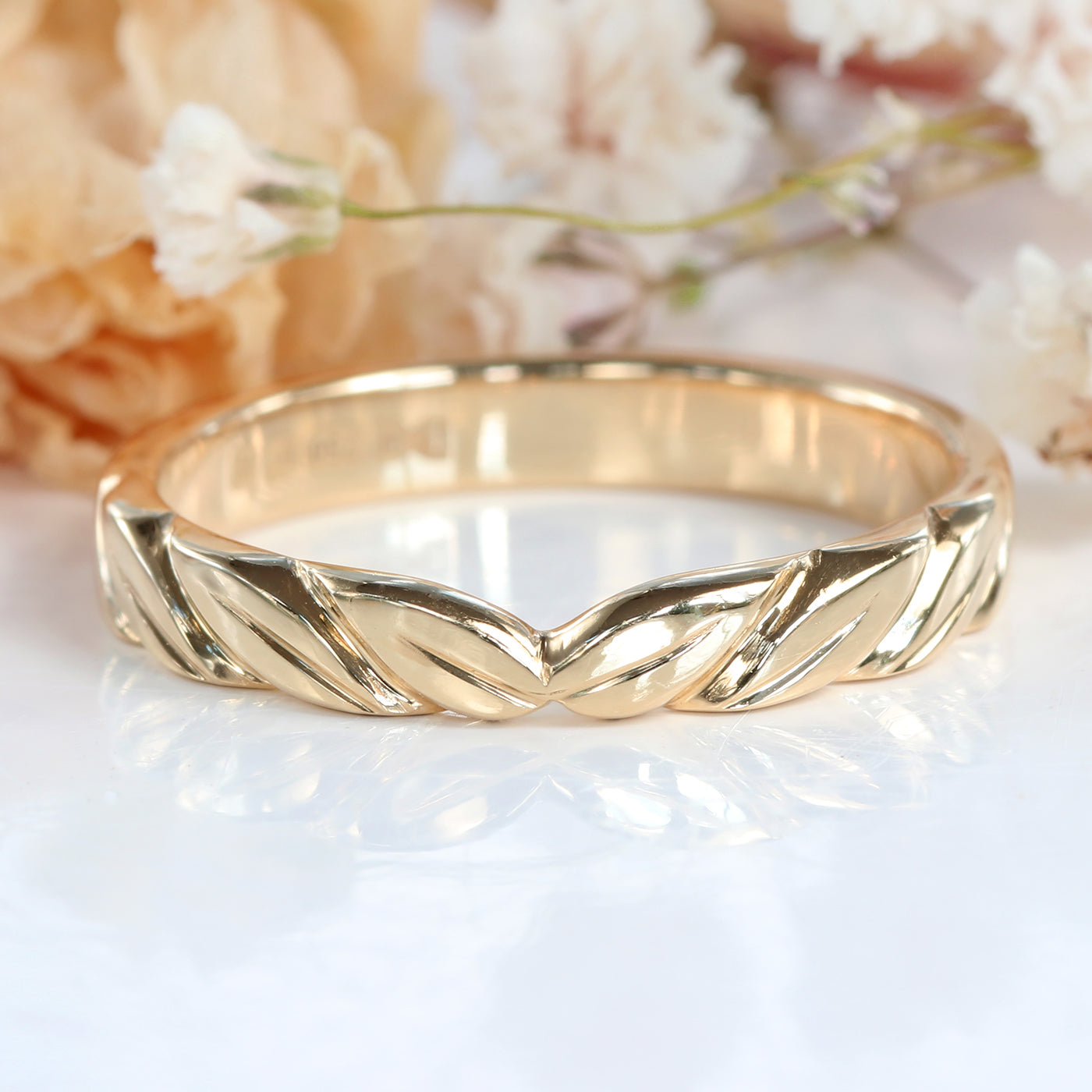 18ct Rose Gold Leaf Wedding Ring