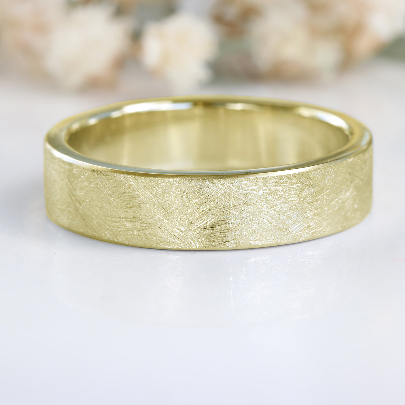 18ct Gold 5mm Urban Finish Flat Wedding Ring