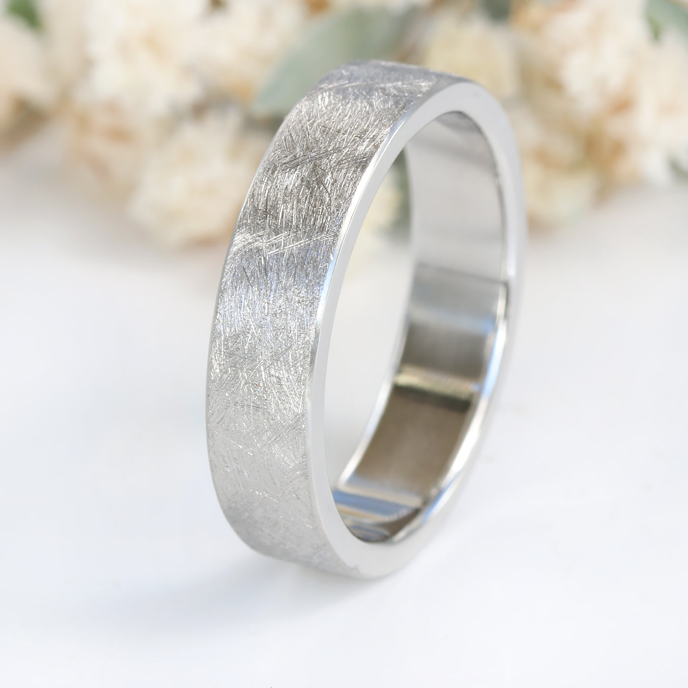 Platinum 5mm Urban Finish Flat Wedding Ring