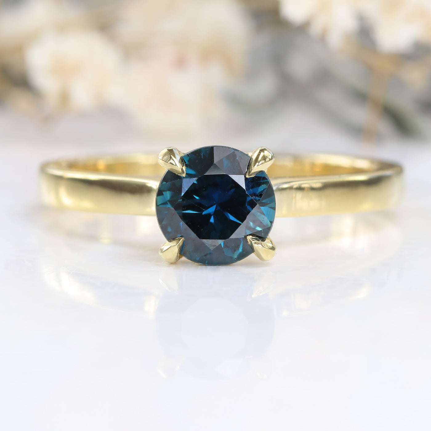 18ct Gold Parti Sapphire Claw Set Solitaire Engagement Ring