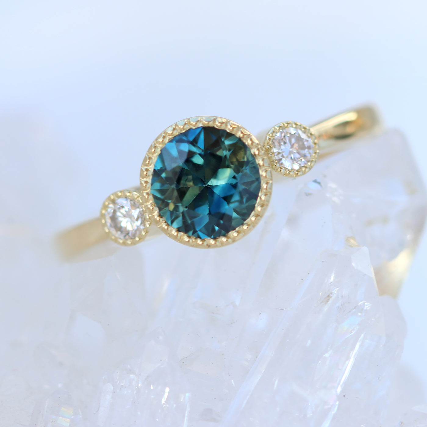 18ct Gold Parti Sapphire & Diamond Trilogy Engagement Ring