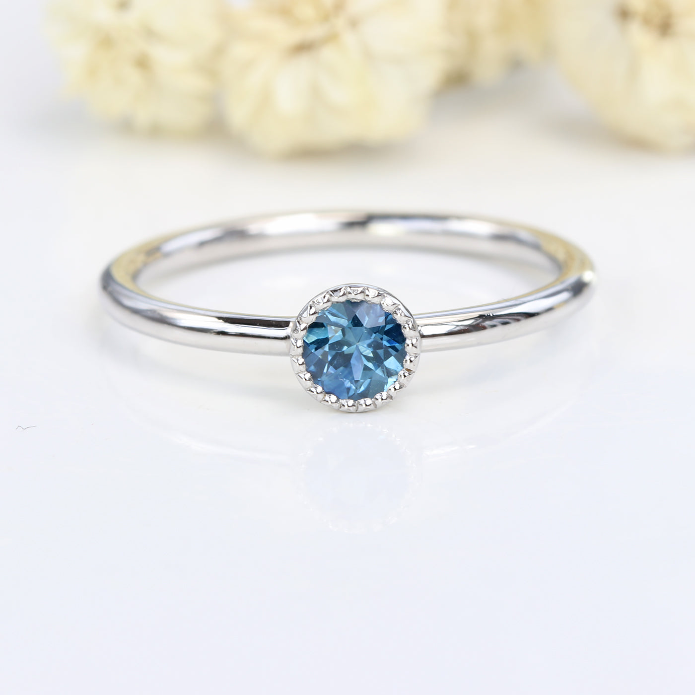 Petite Sapphire Solitaire Platinum Engagement Ring