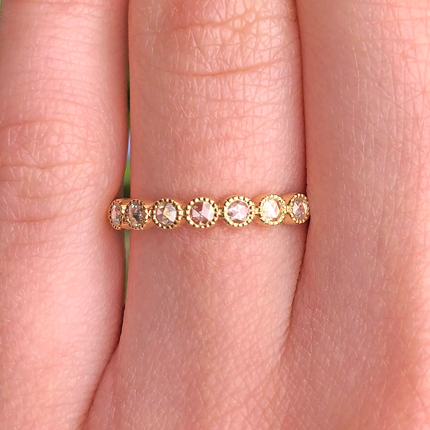 18ct Gold Rose Cut Diamond Wedding Ring