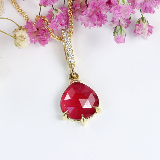 Ruby & Diamond Pendant in 18ct Gold (one of a kind piece)