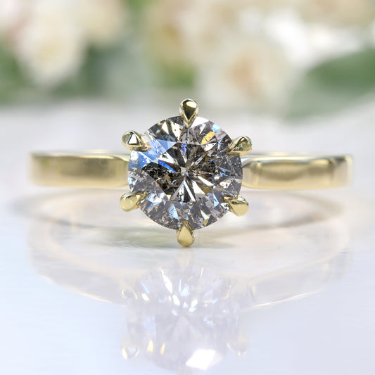 18ct Gold Salt and Pepper Diamond Solitaire Engagement Ring