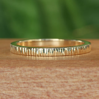 Slim Tree Bark Texture 18ct Gold Wedding Ring