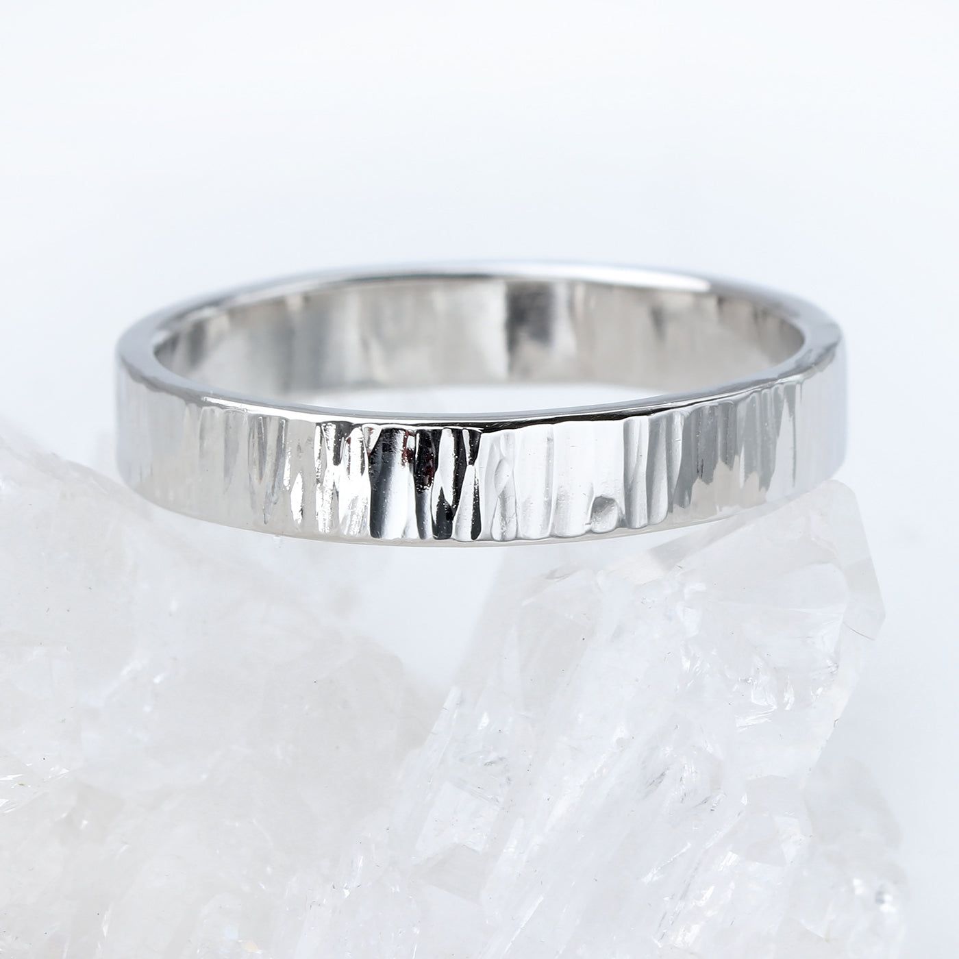 Tree Bark Texture Platinum Wedding Ring