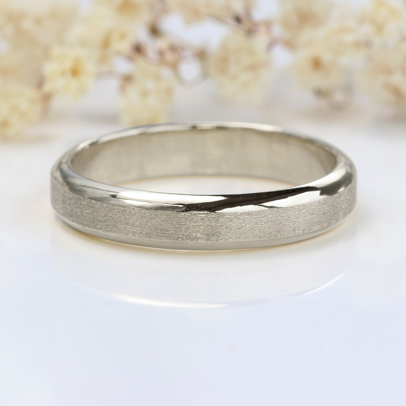 White Gold 4mm Bevelled Edge Wedding Ring