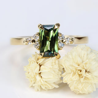 Custom Parti Sapphire & Diamond Cluster Engagement Ring in 18ct Gold