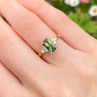 Custom Parti Sapphire & Diamond Cluster Engagement Ring in 18ct Gold