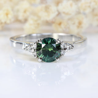 Custom Parti Sapphire & Diamond Cluster Engagement Ring