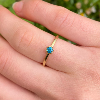 Custom 18ct Gold Blue Diamond Solitaire Ring