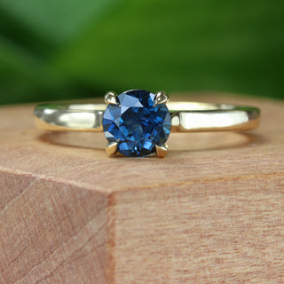 Custom 18ct Gold Deep Blue Sapphire Solitaire Ring