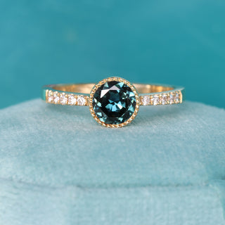 Bespoke Newlyn 18ct Gold Parti Sapphire & Pavé Diamond Band Solitaire Engagement Ring
