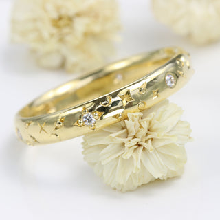 Celestial Diamond Band | Sun, Moon and Stars Gold Ring (Size J)