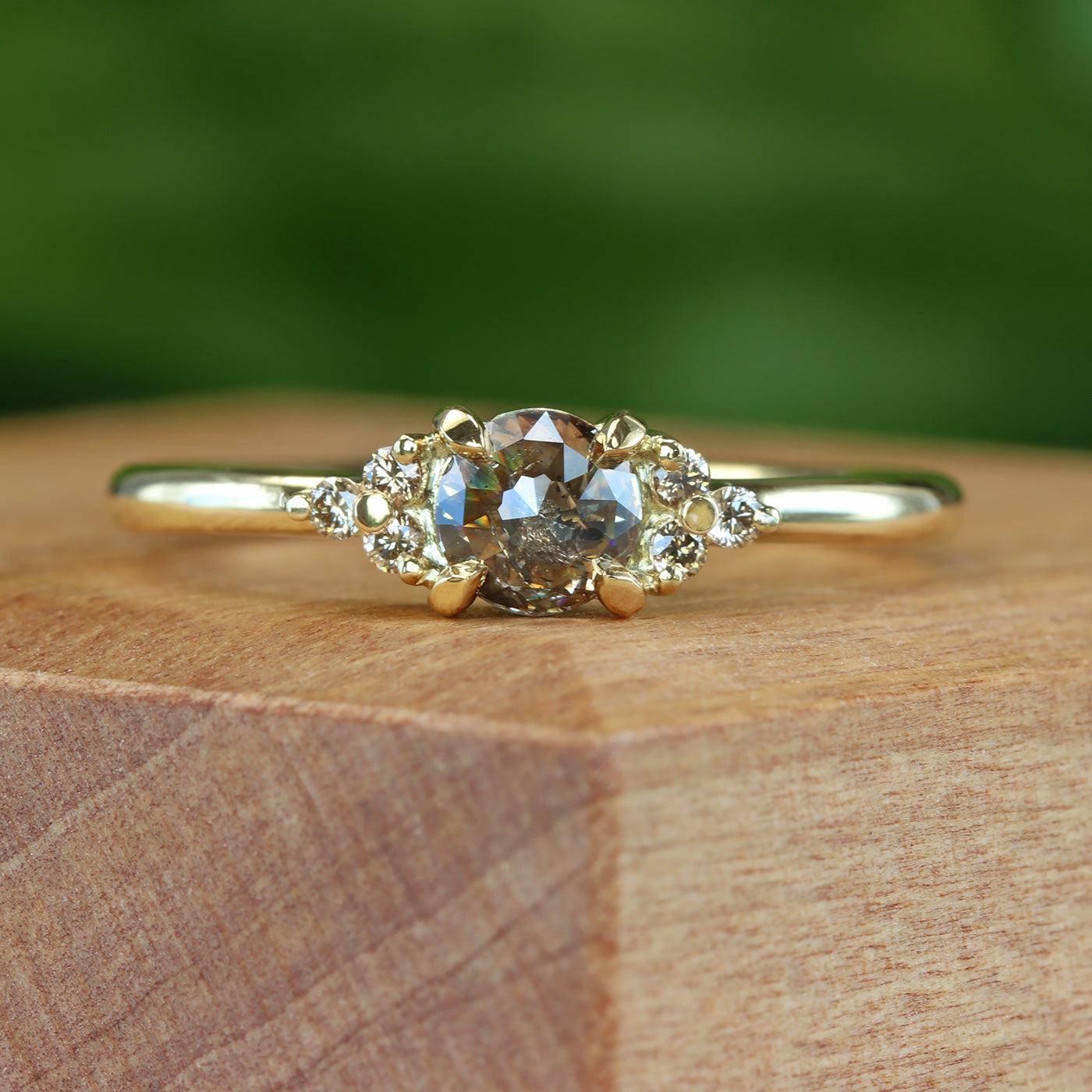 18ct Gold Champagne Diamond Cluster Engagement Ring