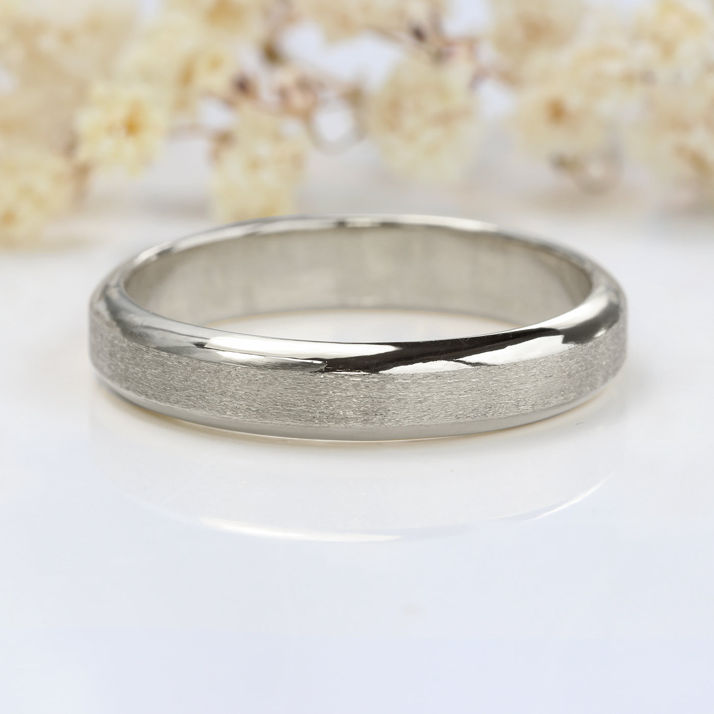 Platinum 4mm Bevelled Edge Wedding Ring