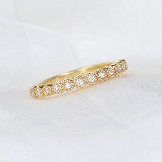 18ct Gold Milgrain Engraved Diamond Wedding Ring