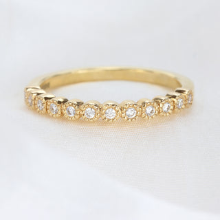 18ct Gold Milgrain Engraved Diamond Wedding Ring