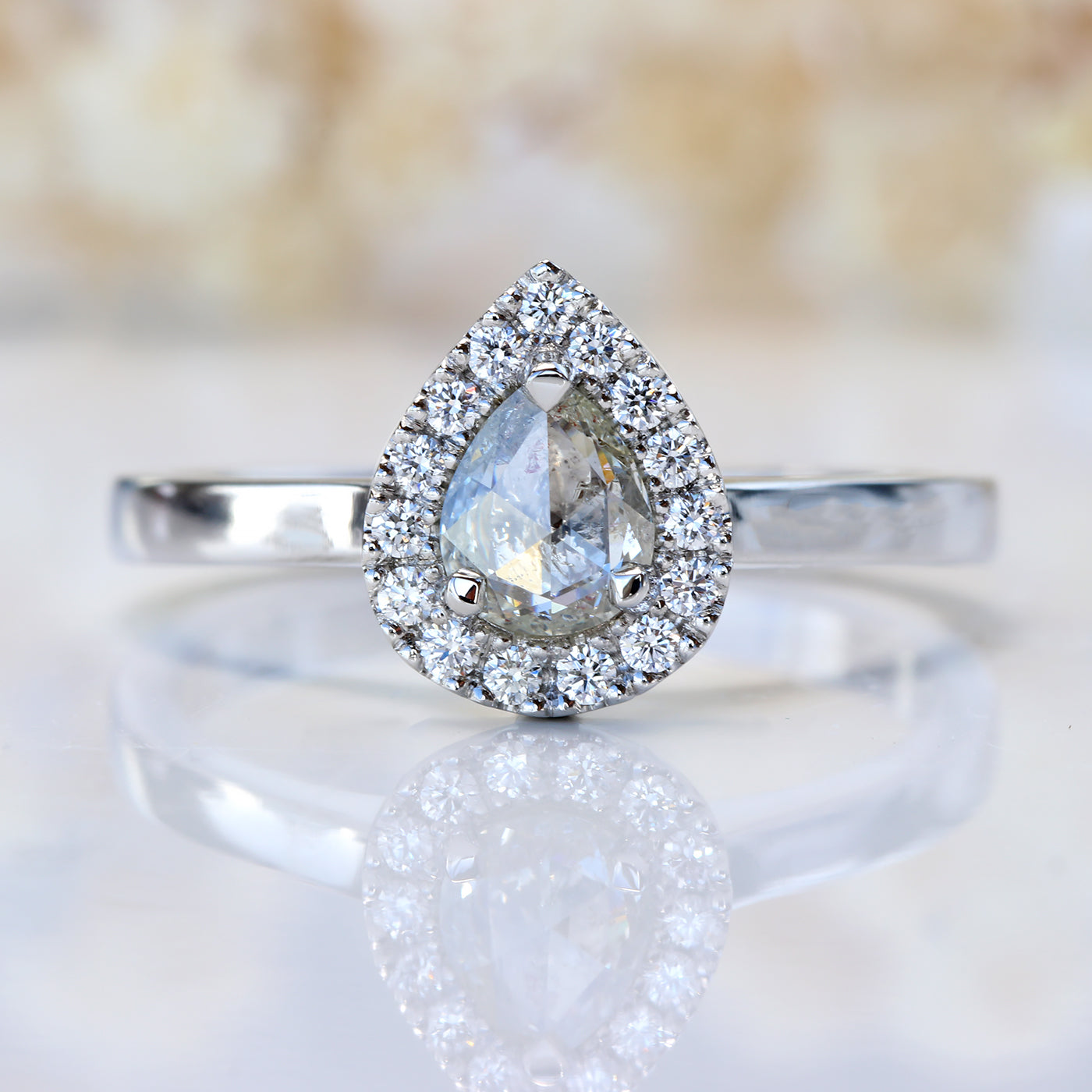 Diamond Halo Engagement Ring in Platinum (Size M, Resize K - O)
