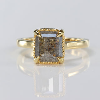 Endellion Handmade 18ct Gold Emerald Cut Salt and Pepper Diamond Engagement Ring