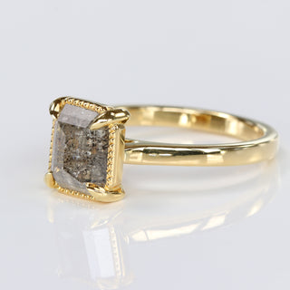 Endellion Handmade 18ct Gold Emerald Cut Salt and Pepper Diamond Engagement Ring