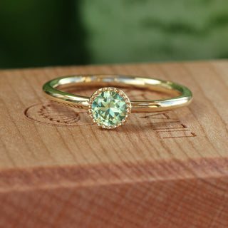 Custom Petite Green Sapphire Solitaire Engagement Ring, 18ct Gold