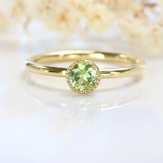 Custom Petite Green Sapphire Solitaire Engagement Ring, 18ct Gold