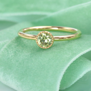 Custom Petite Green Sapphire Solitaire Engagement Ring, 18ct Gold
