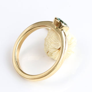 Custom Teal Green Sapphire Solitaire Engagement Ring in 18ct Gold