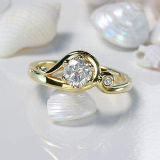 Art Nouveau Handmade 18ct Gold Icy Diamond Engagement Ring