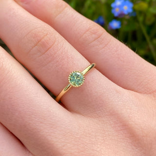 Custom Petite Green Sapphire Solitaire Engagement Ring, 18ct Gold