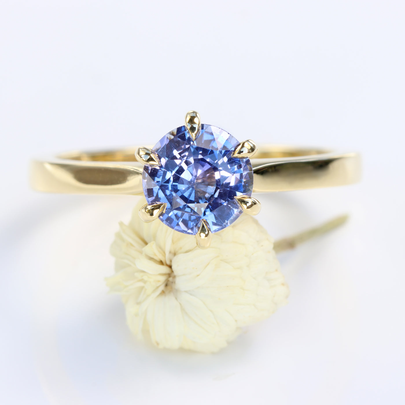 Periwinkle Blue Sapphire Solitaire Engagement Ring (Size L, Resize J – N)