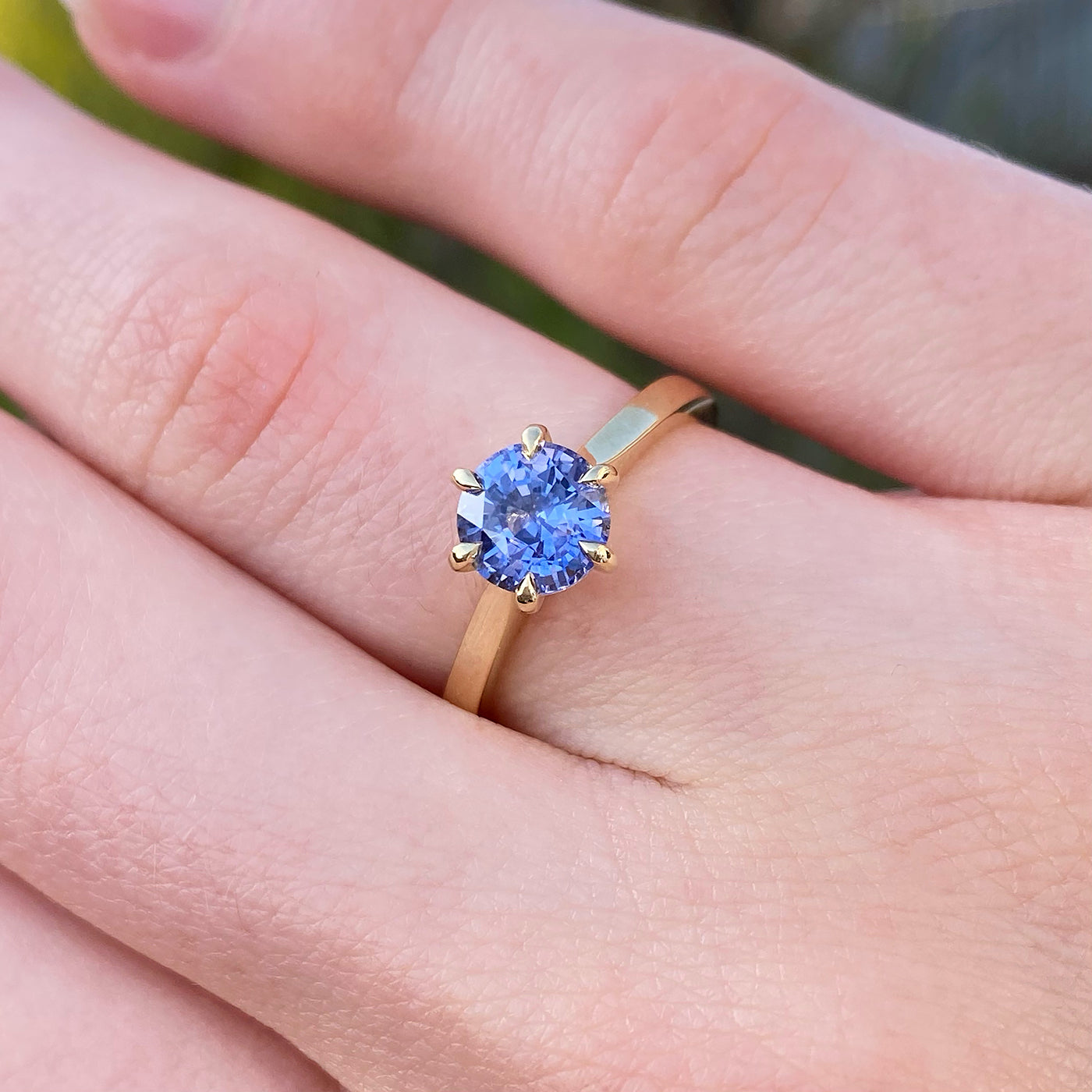 Periwinkle Blue Sapphire Solitaire Engagement Ring (Size L, Resize J – N)