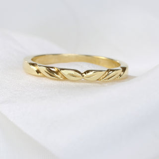 18ct Gold Slim Leaf Wedding Ring