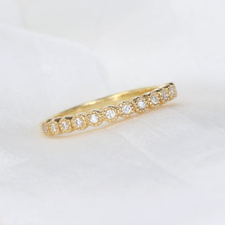 18ct Gold Milgrain Engraved Diamond Wedding Ring