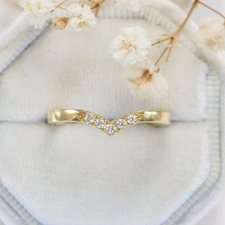 18ct Gold Pavé Diamond Wishbone Wedding Ring