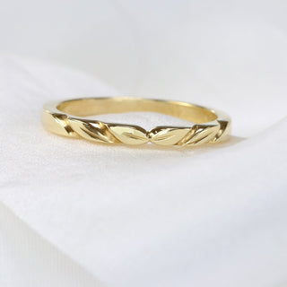 18ct Gold Slim Leaf Wedding Ring