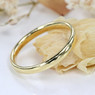 2.5mm wide slim court wedding ring, handmade from sustainable 18ct gold