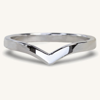 Handmade solid 950 platinum wishbone wedding ring with a polished finish