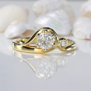 Art Nouveau Handmade 18ct Gold Icy Diamond Engagement Ring