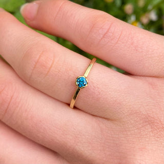 Custom 18ct Gold Blue Diamond Solitaire Ring