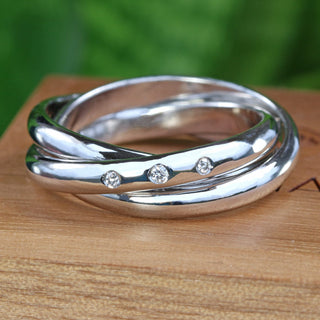 Custom 3mm Diamond Russian or Rolling Wedding Ring