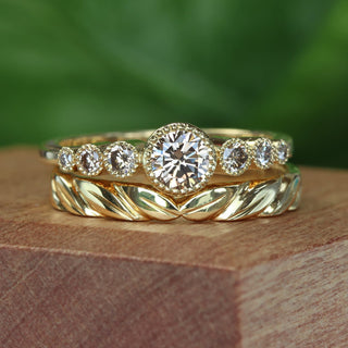 Custom 7 Stone Champagne Diamond Engagement Ring