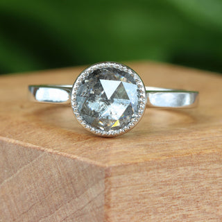 Custom Bryher Platinum Salt and Pepper Diamond Solitaire Engagement Ring