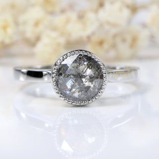 Custom Bryher Platinum Salt and Pepper Diamond Solitaire Engagement Ring