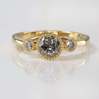 Custom Kerensa Handmade 18ct Gold Salt and Pepper Diamond Trilogy Engagement Ring
