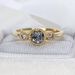 Custom Kerensa Handmade 18ct Gold Salt and Pepper Diamond Trilogy Engagement Ring